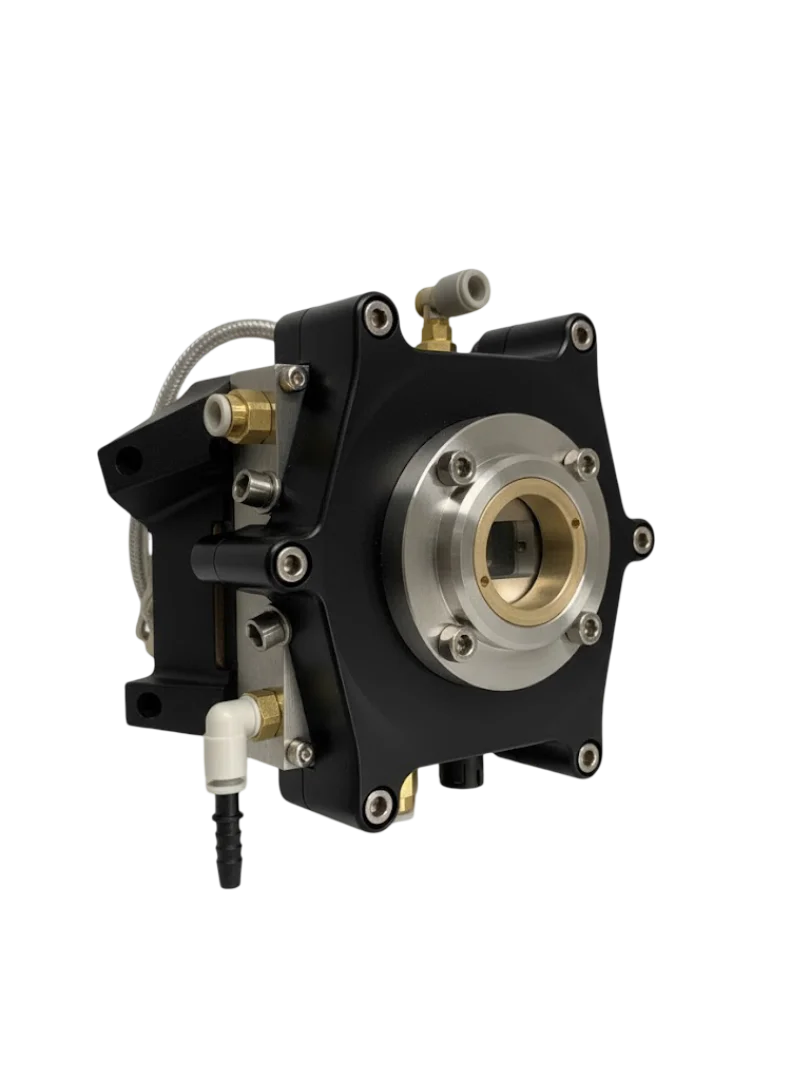 bancmicrofluidic-bench-high-pressure-low-temperature-irian-mecatronics-microfluidique-haute-pression-basse-temperature High-pressure (1000 bar) fluid injection bench with a microfluidic network cooled to -70°C by a Peltier system. Designed by Irian Mecatronics for fluid behavior research.