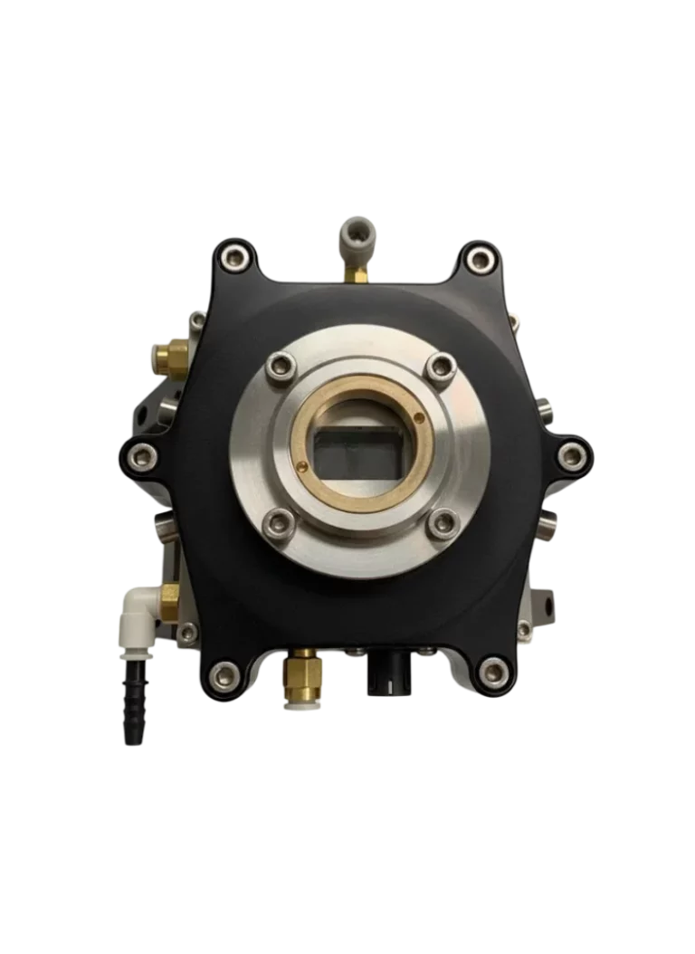 Cellule microfluidique haute pression avec hublot optique et raccords de fluides