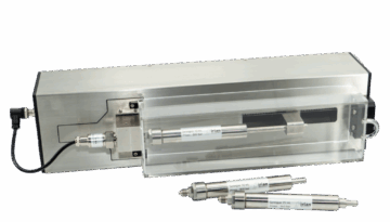 Pompe seringue haute pression sur mesure pour les études physico-chimiques en laboratoire, conçue par IRIAN MECATRONICS.