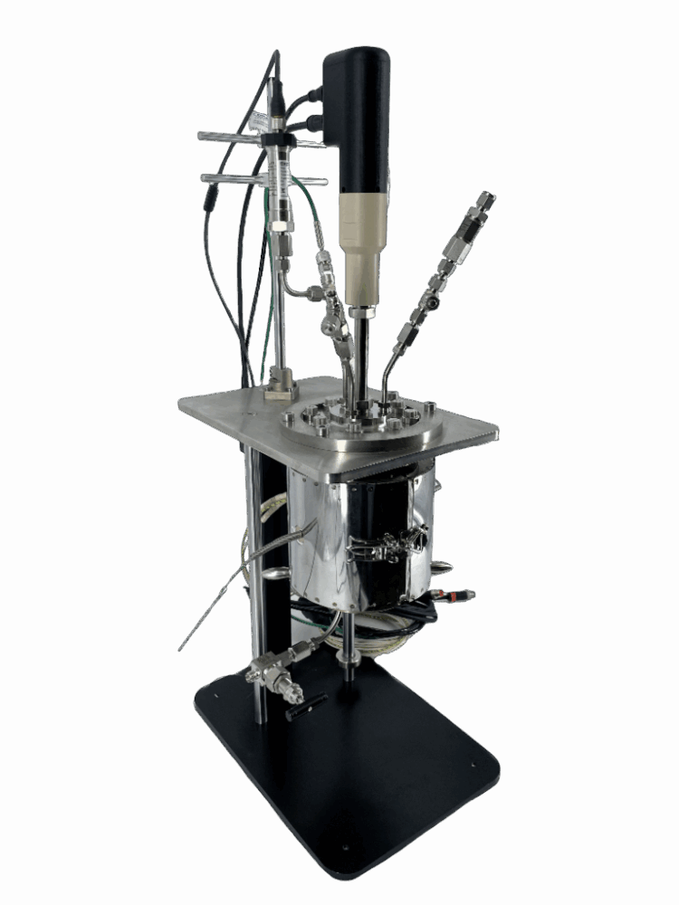 Custom-High-Pressure-High-Temperature-Autoclave HPHT reactor in Inconel 625 for corrosion testing, on its laboratory stand.