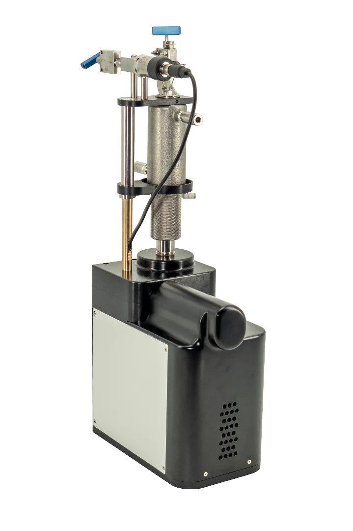 IRIAN MECATRONICS 600 bar volumetric pump for the CNRS, with a 12 CC double-walled cylinder for high-pressure regulation of corrosive fluids.
