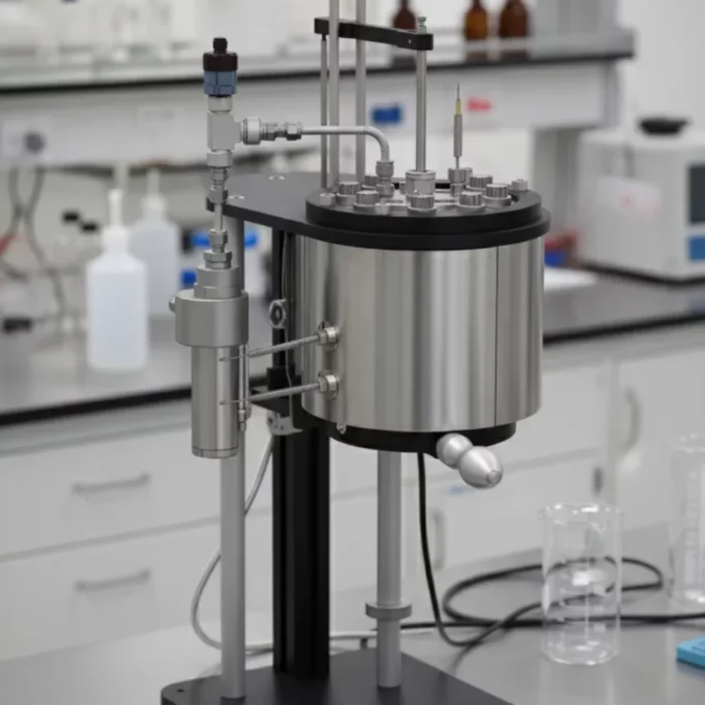 High-pressure laboratory reactor 550 bar and 250°C designed by Irian Mecatronics for the study of rock samples in Super duplex.