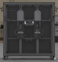 Rendu 3D du banc d'essai Irian Mechatronics pour le CEREGE, simulant 1000 bar et 2°C des fonds marins. Intègre des cellules en Titane (Ti 6Al-4V), pompes haute pression et système d'échantillonnage isobare pour l'étude de micro-organismes abyssaux.