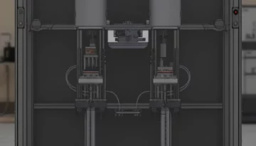 3D render of Irian Mechatronics test bench for CEREGE, simulating 1000 bar and 2°C deep-sea conditions. Features Titanium (Ti 6Al-4V) cells, high-pressure pumps, and isobaric sampling system for abyssal microorganism studies.