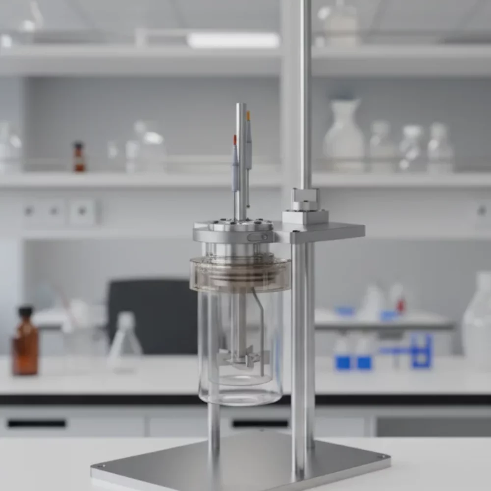 3D model of the 100 bar CSTR reactor designed for bioprocess research.