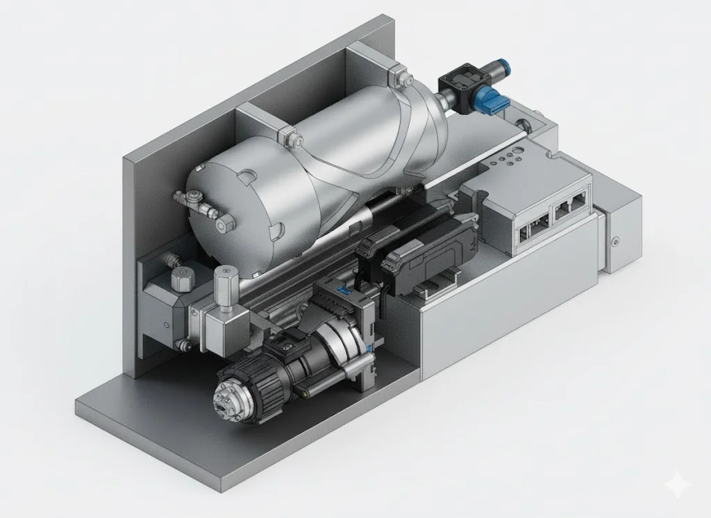 IRIAN MECATRONICS 300 bar precision pump module for microgravity research.