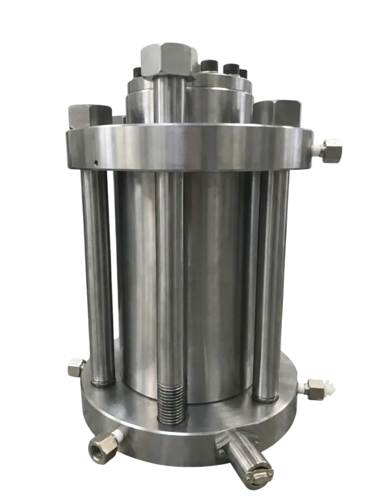 Gas permeability bench with triaxial cell